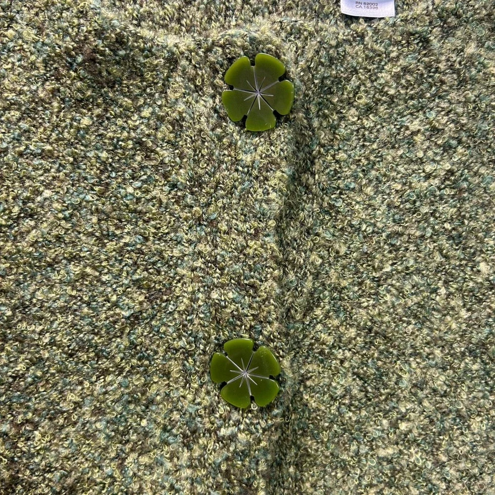 JH Collectibles Cardigan Sweater Petite Large Olive Boucle Textured 3/4 Sleeve - Picture 3 of 7